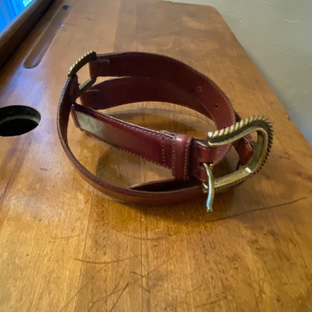 Fossil Women’s Brown Leather Belt Brass Detail Sz M